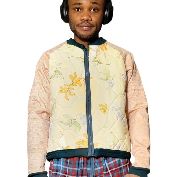 Floral Patterned Men's Puffer Jacket - Picture 4 of 4